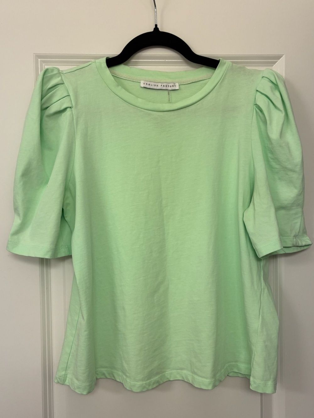 ENGLISH FACTORY Puff Sleeve Top Light Green Women’s Size Medium
